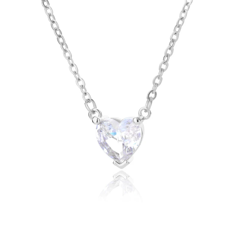 Goth Heart Necklace for Women Friend Gold Color Stainless Steel Chain Pink Zircon Heart Couple Pendant Necklace Wedding Jewlery