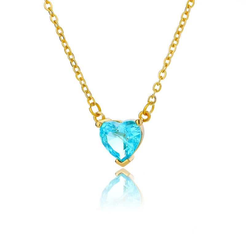 Goth Heart Necklace for Women Friend Gold Color Stainless Steel Chain Pink Zircon Heart Couple Pendant Necklace Wedding Jewlery