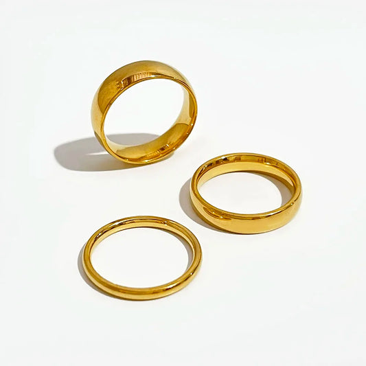 9 Sizes Polished Wide Thin Gold Color Rings Titanium Steel Geometric Rings for Women round Circle Minimalist Ring New